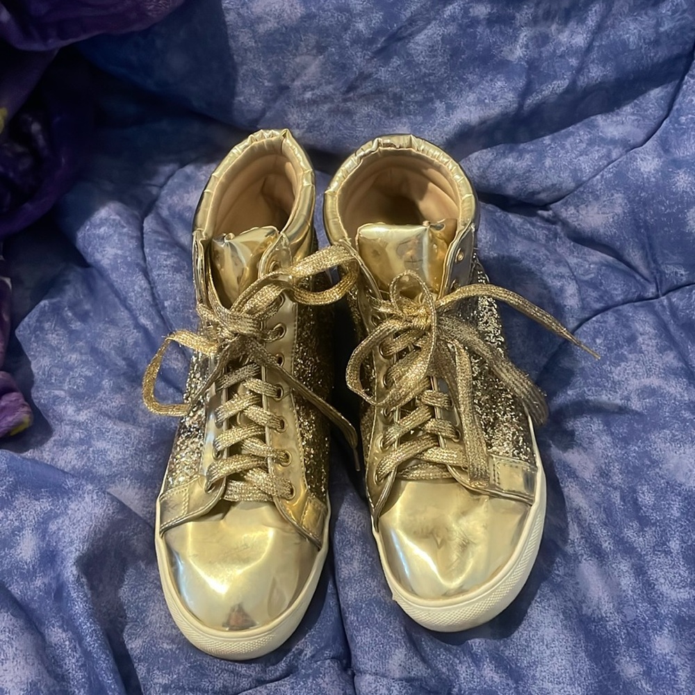 Gold Glitter High Top Sneakers